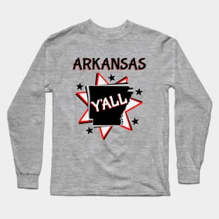 Arkansas State Map Y'all Long Sleeve T-Shirt